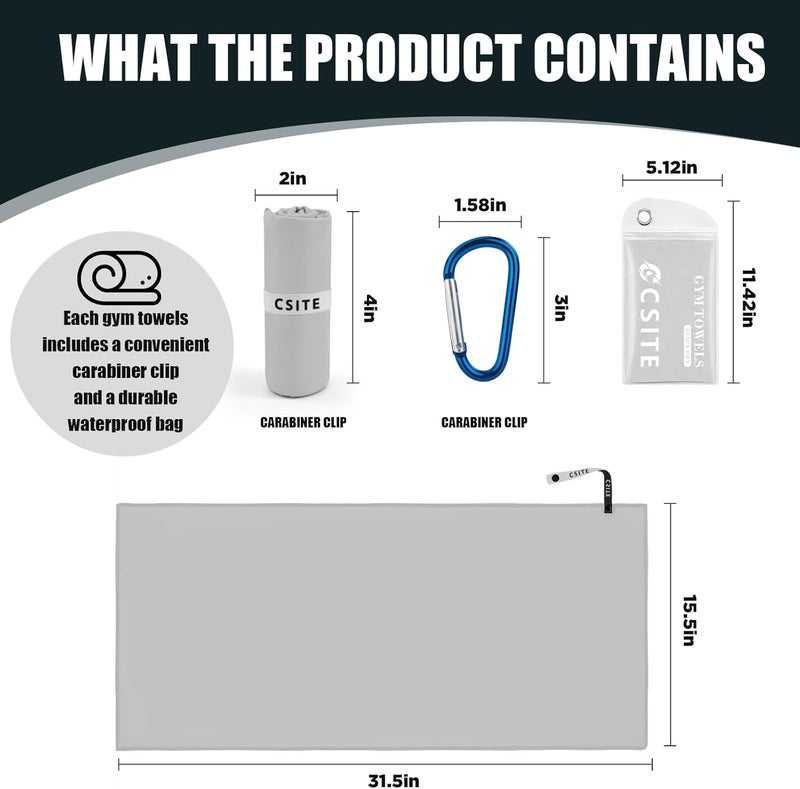 CASITE Microfiber Gym Towels 5 Pack - Quick Dry & Highly Absorbent, Stays Fresh, Soft & Compact Sweat Towel for Workout, Yoga, Running, Tennis, Camping, Men & Women - Image 3